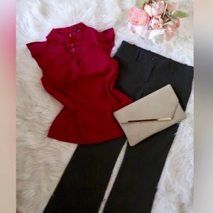 MADELINE- Vibrant Magenta Mock Neck Classy Top